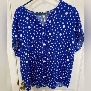 Grand & Greene Cobalt and White Dot Blouse